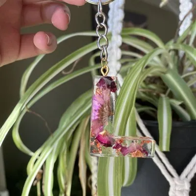 Custom resin letter keyring