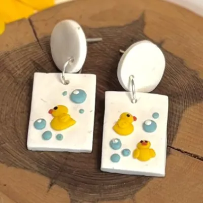 Cute Bathtime Rubber Duck Earrings 3