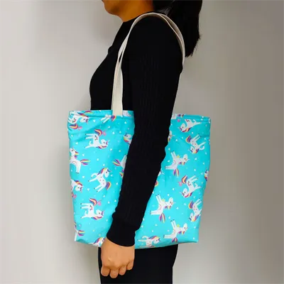 Cute Blue Unicorn Tote Bag With Zip 6