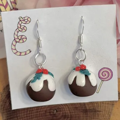 Cute Christmas Pudding Earrings 5