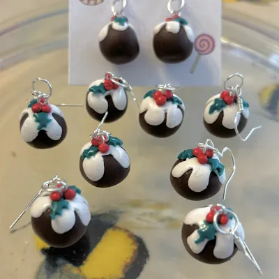 Cute Christmas Pudding Earrings 6