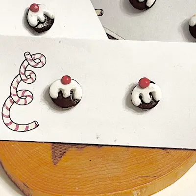 Cute Christmas Pudding Stud Earrings 2