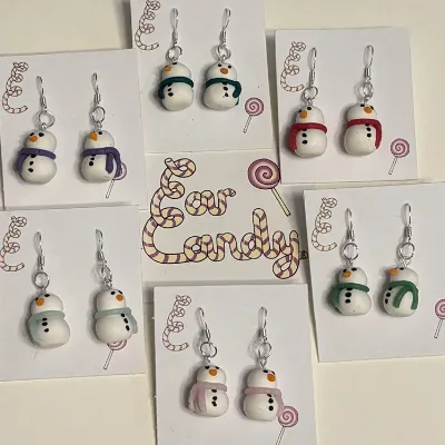 Cute Christmas Snowman Earrings 1