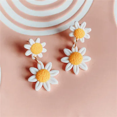 Double Daisy Chain Dangle Earrings 1