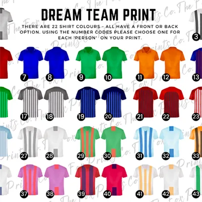 Dream Team Shirt Options - click for full image.