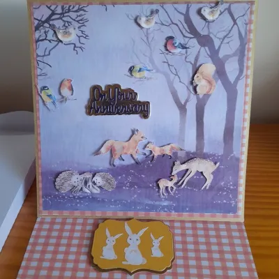 Easel woodland Happy Anniversary card 1