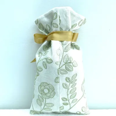 Eco friendly Embroidered Linen Gift Bag 3