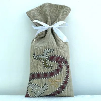 Embroidered Khaki Paisley Gift Bag 1