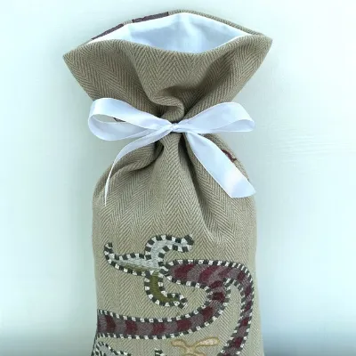Embroidered Khaki Paisley Gift Bag 2