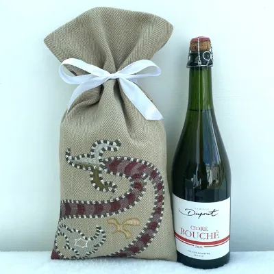 Embroidered Khaki Paisley Gift Bag 3