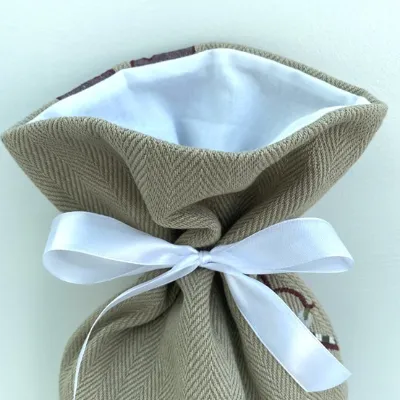 Embroidered Khaki Paisley Gift Bag 4