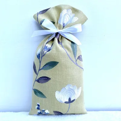 Embroidered Mustard Floral Gift Bag 1