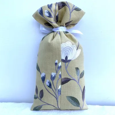 Embroidered Mustard Floral Gift Bag 4