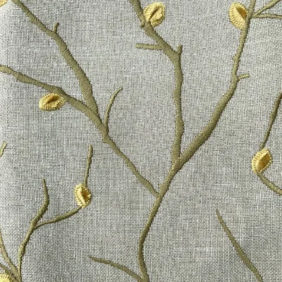 Embroidered Ochre Linen Gift Bag Fabric 6