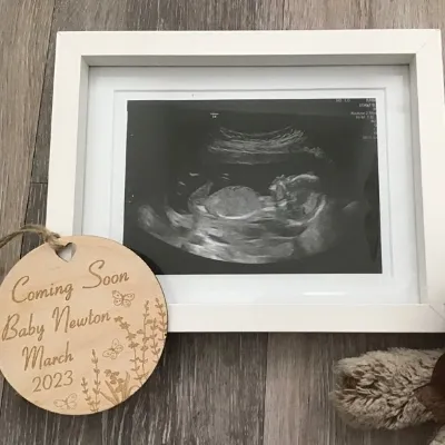 Engraved wooden Baby announcement 1