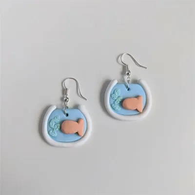 Fish Bowl Polymer Clay Earrings