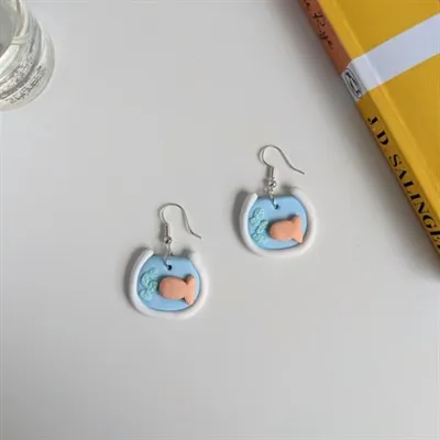 Fish Bowl Polymer Clay Earrings