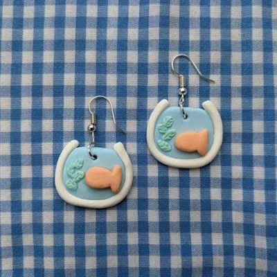 Fish Bowl Polymer Clay Earrings