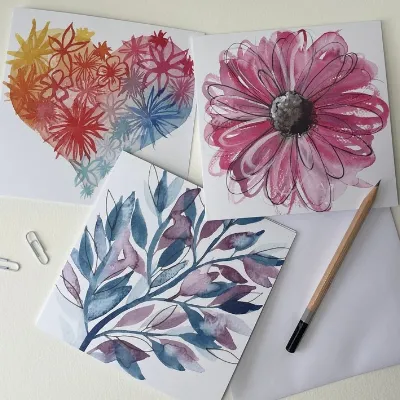 Floral Greetings Cards Pack/Set Handmade 1