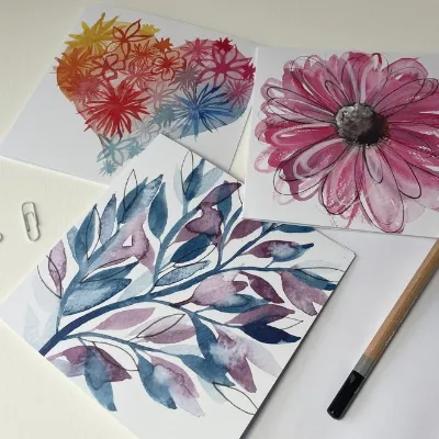 Floral Greetings Cards Pack/Set Handmade 5