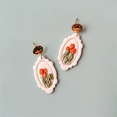 Floral Photo Frame Dainty Earrings 1