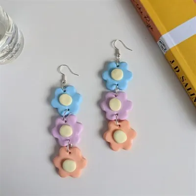 Flower Chain Polymer Clay Earrings