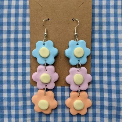 Flower Chain Polymer Clay Earrings