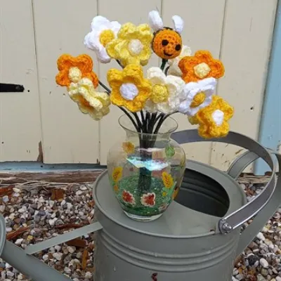 Flowers crochet  daisy style bouquet set 3
