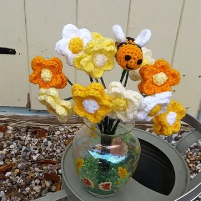 Flowers crochet  daisy style bouquet set 7