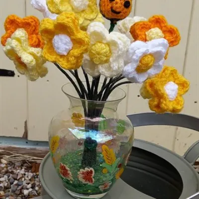 Flowers crochet  daisy style bouquet set 8