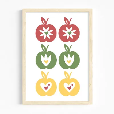Folk Style Apples Kitchen Print 1