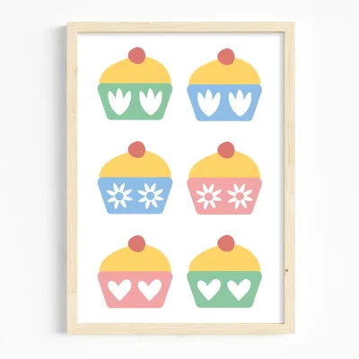 Folk Style Cupcakes Print 1