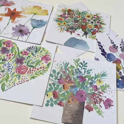 Garden Flowers Greetings Cards Pack 3