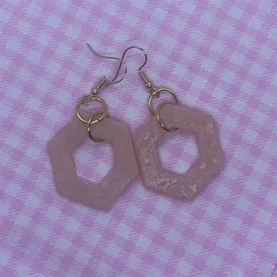 Geometric spring fling dangles rose quartz 2