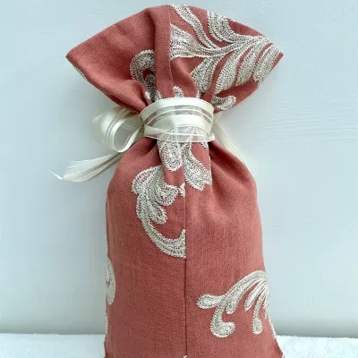 Gift Bag Embroidered Linen Fabric 4