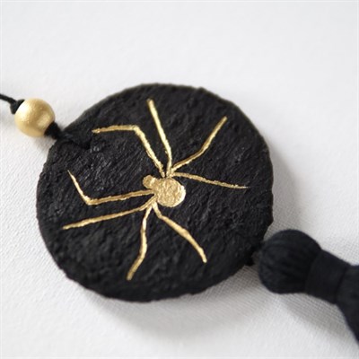 Golden Spider Clay/macrame Decor by The Wood Spell