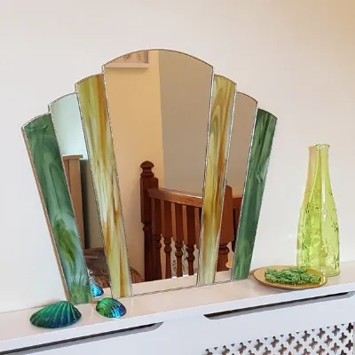 Green Art Deco fan mirror