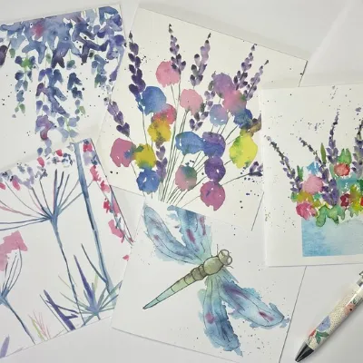 Greetings Cards Pack/Set Handmade Art Bl 1