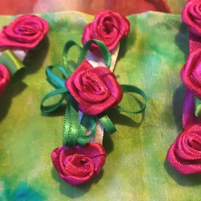 Hair-slide With Three Pink Satin Roses 2 2