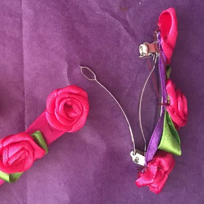 Hair-slide With Three Pink Satin Roses 2