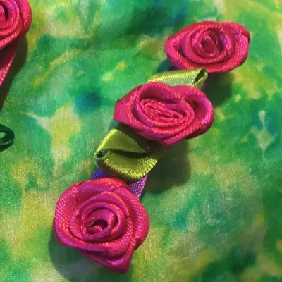 Hair-slide With Three Pink Satin Roses 3