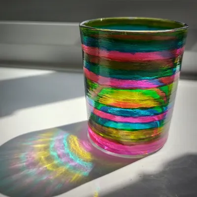 Hand Painted Glass Votive Candle Holder 1