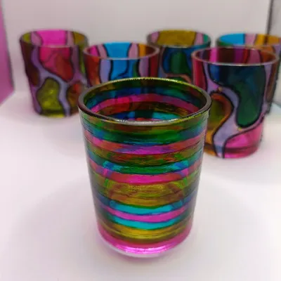 Hand Painted Glass Votive Candle Holder 4