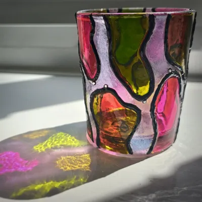 Hand Painted Glass Votive Candle Holders 2