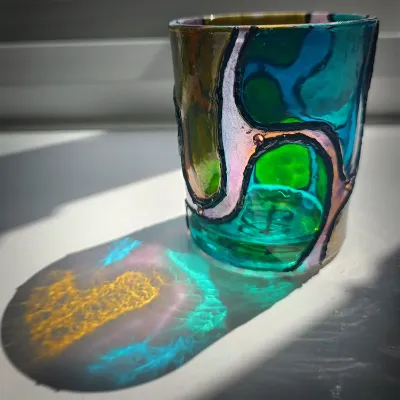 Hand Painted Glass Votive Candle Holders 3
