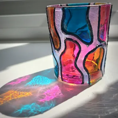 Hand Painted Glass Votive Candle Holders 4
