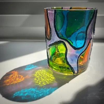 Hand Painted Glass Votive Candle Holders 5