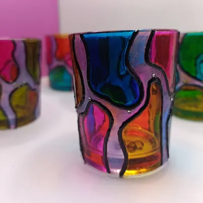 Hand Painted Glass Votive Candle Holders 8