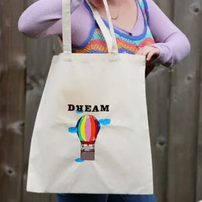 Hand painted tote bad- Hot air balloon