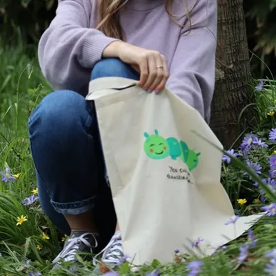 Hand painted tote bag- Caterpillar